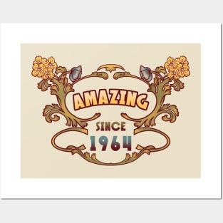 AMAZING SINCE 1964 art nouveau retro vintage birthday gift Posters and Art